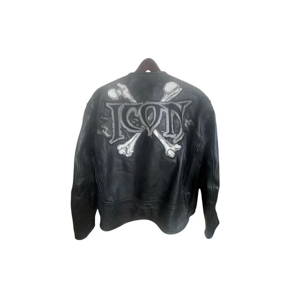 ICON Skull Leather Biker Jacket breathable remove able armour padding. Men’s XL - Picture 4 of 16